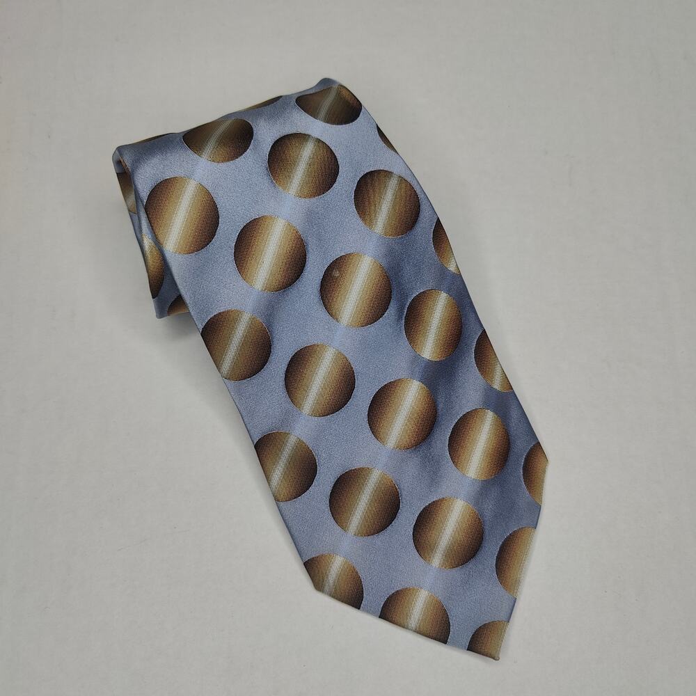 ALTEA For Nordstrom Men's Gold and Beige 100% Silk Tie with Circles
